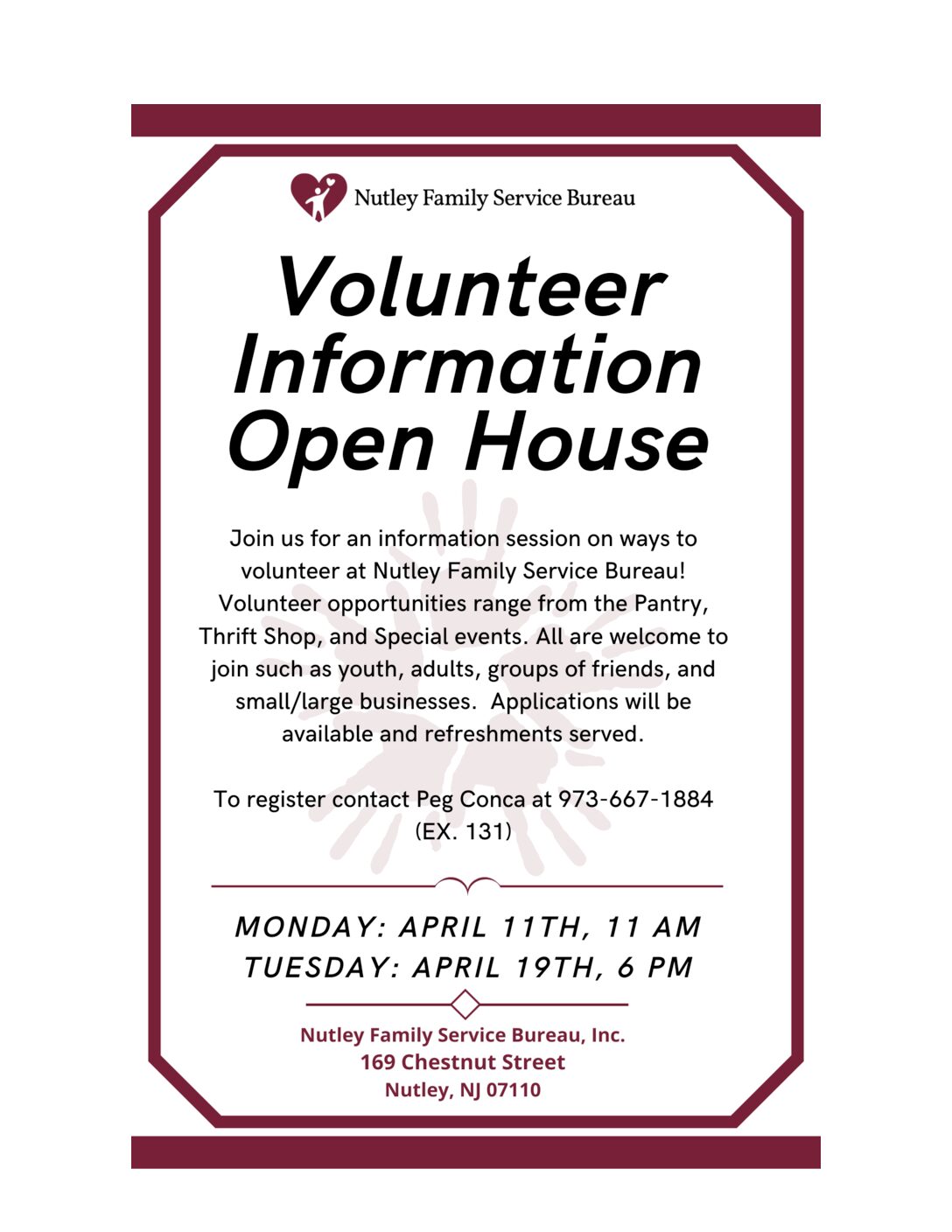 VolunteerInformationOpenHousepdf Nutley Family Service Bureau